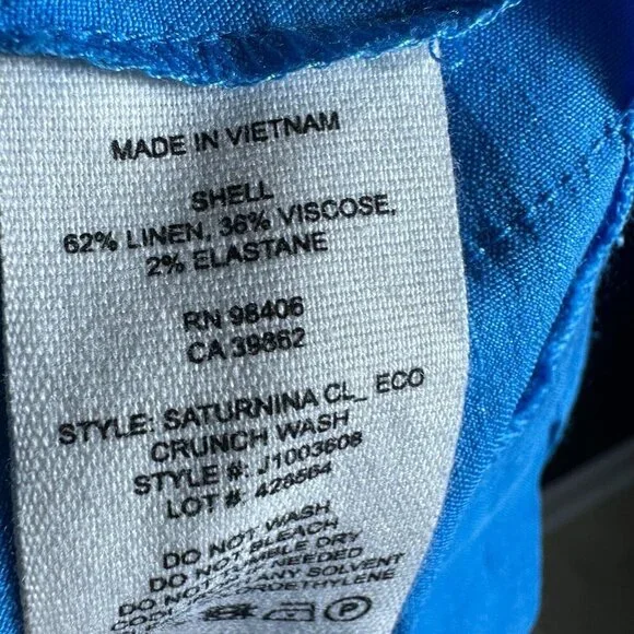 Theory Saturina Linen-Blend Shift Dress 10 Splitneck Waist patch pockets Casual - Picture 11 of 11